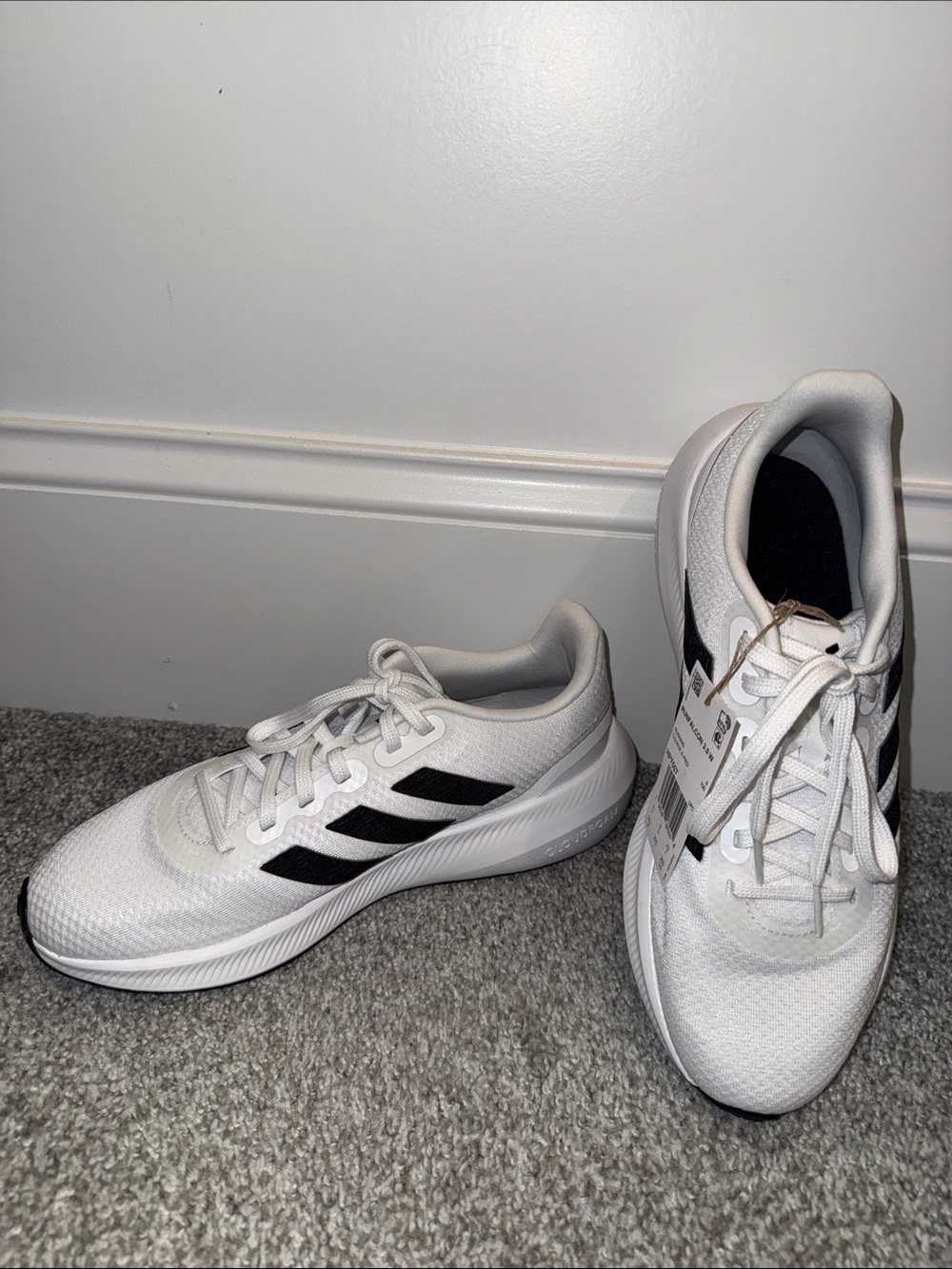 Adidas Women’s White Athletic Sneakers with Black Stripes